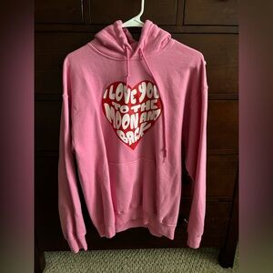 Faded Moon Hot Pink “I Love You to the Moon and Back” Hoodie. Size Medium.